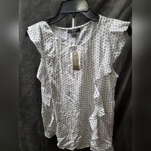 J. Crew Black and White Ruffle Blouse